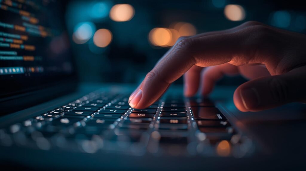 haz una imagen realista de una persona ingresando una dirección en internet